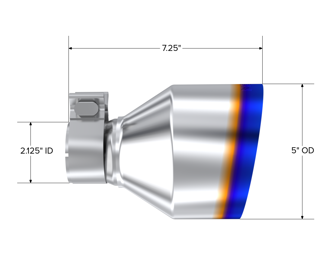MBRP Exhaust T5202BE MBRP Exhaust Tip, 5in OD Out, 2.125in ID, 7.25in Length, Single Wall, BE T304